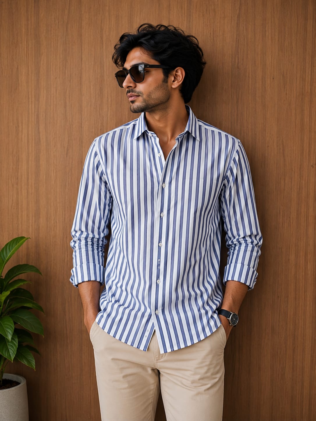Levi's Men's Blue & White Striped Pure Cotton Casual Shirt - View 2
