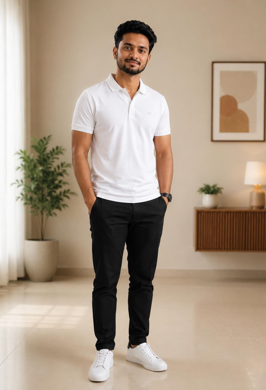 Rare Rabbit Men’s White Solid Polo T-Shirt - View 2