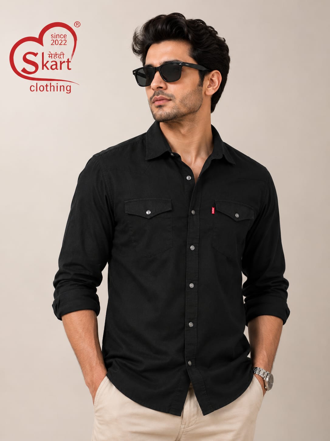 Men's Classic Black Full-Sleeve Casual Shirt - View 2