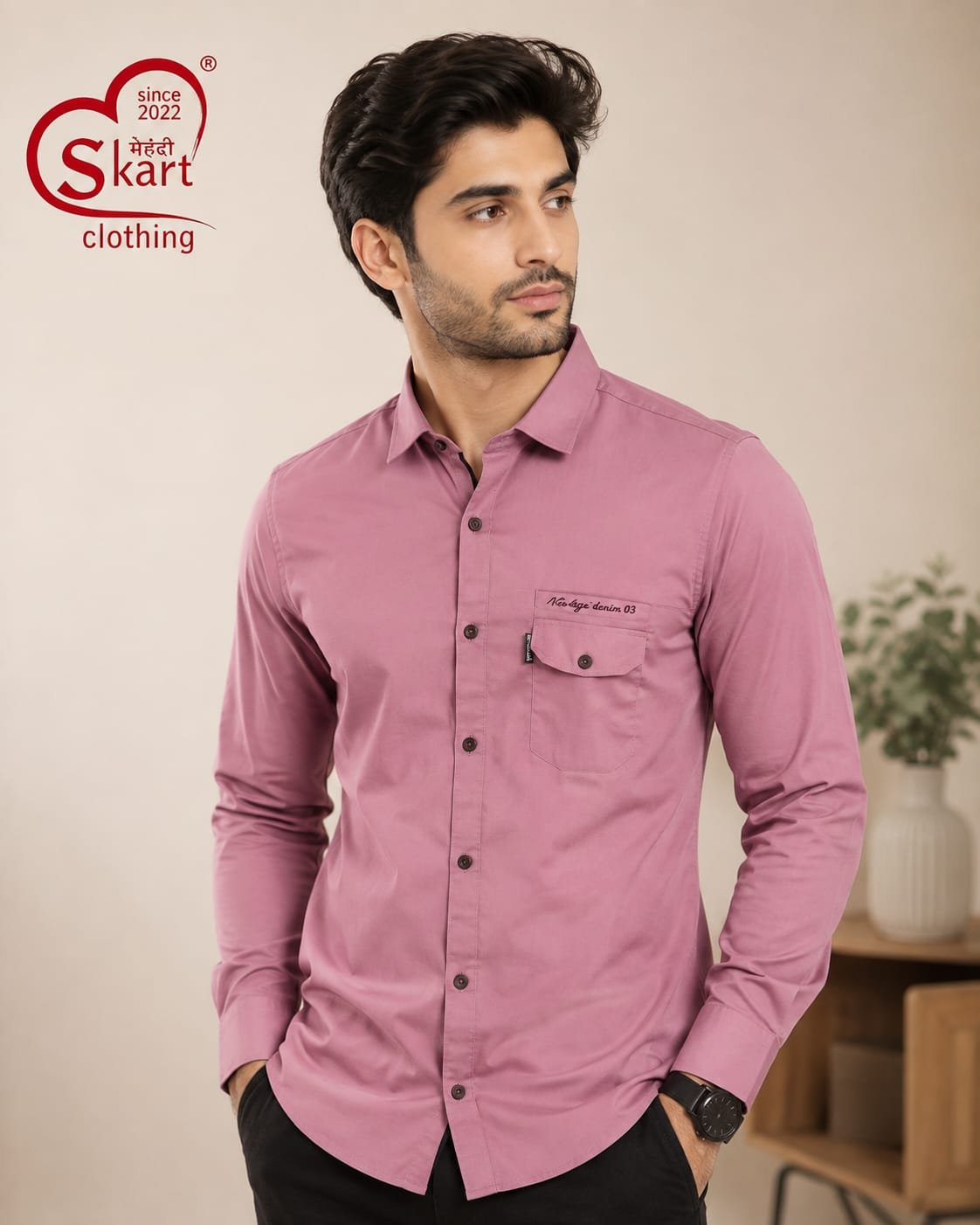 Classic Pink Solid Shirt – Smart Casual Style - View 2