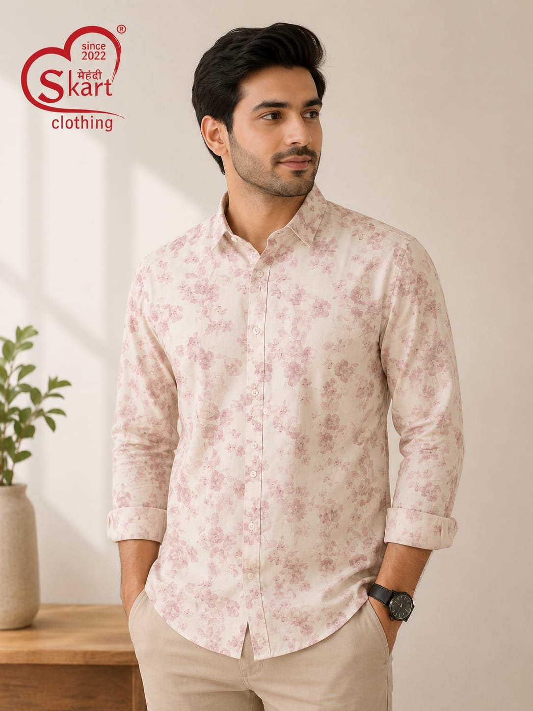 Rare Rabbit Men Light Pink Floral Printed Full Sleeve Casual Shirt - View 2