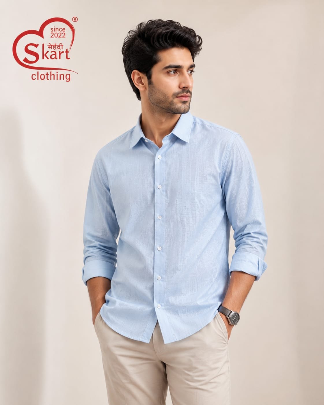 Levi's Men Light Blue Solid Casual Full Sleeve Shirt - View 2