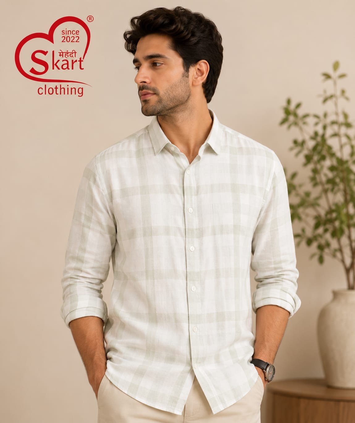 Rare Rabbit Men White & Light Grey Checkered Full Sleeve Shirt - View 2