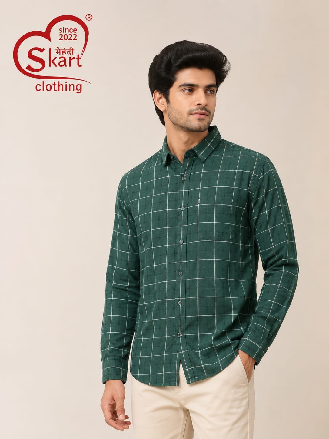 Levi's Men Green Checked Full-Sleeve Casual Shirt - View 2
