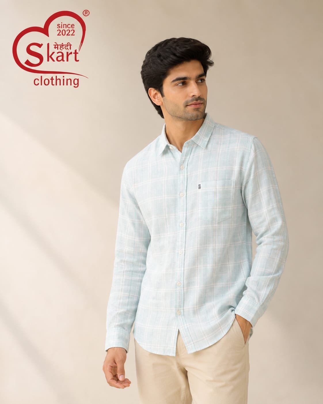 Levi's Men Light Blue Checked Full-Sleeve Casual Shirt - View 2