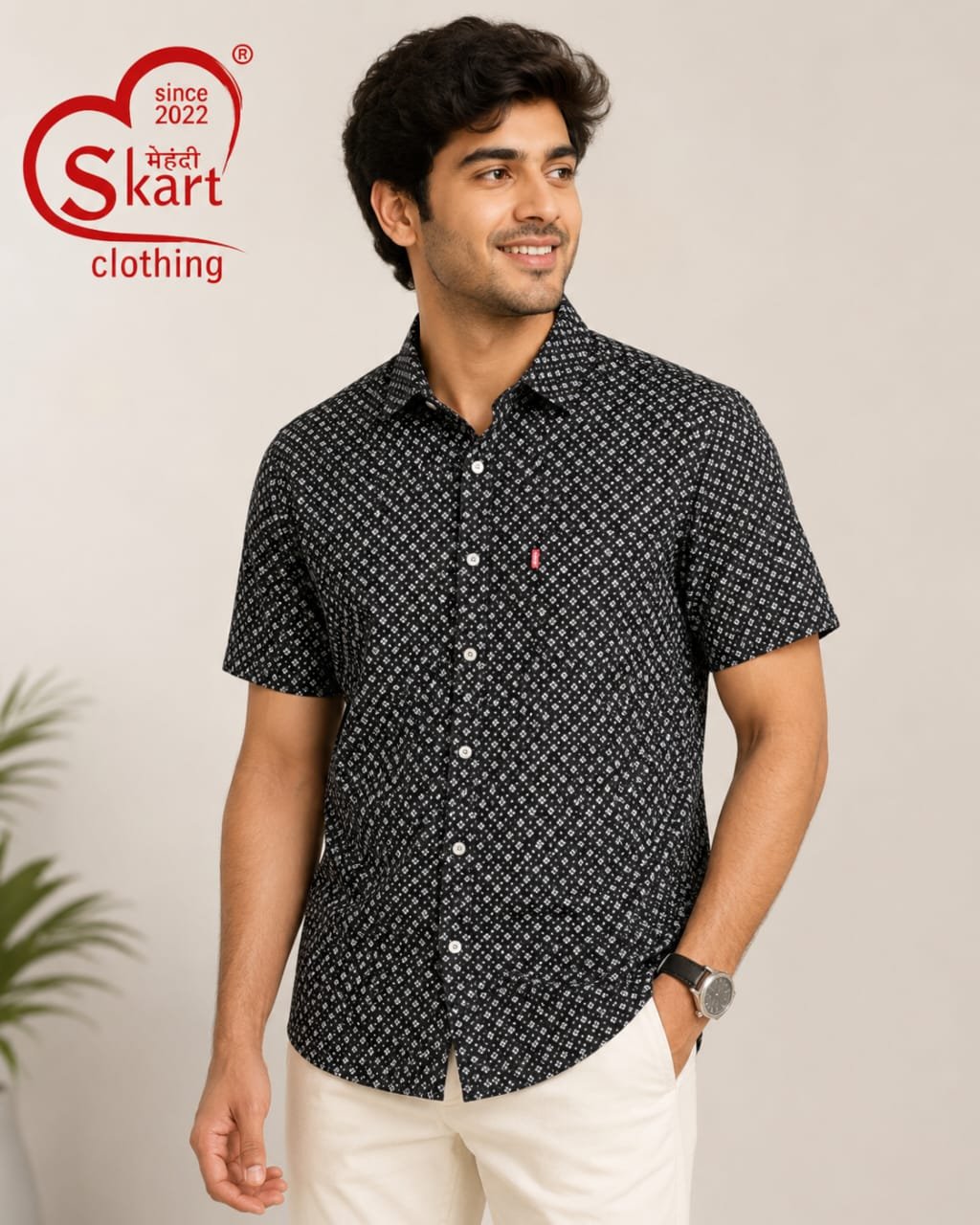 Levis Black & White Printed Half Sleeve Shirt for Men - View 2