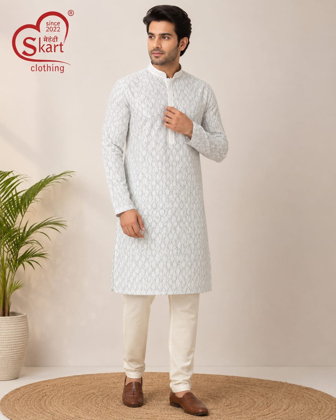 Men's White Printed Kurta – Elegant Traditional Ethnic Wear - View 2