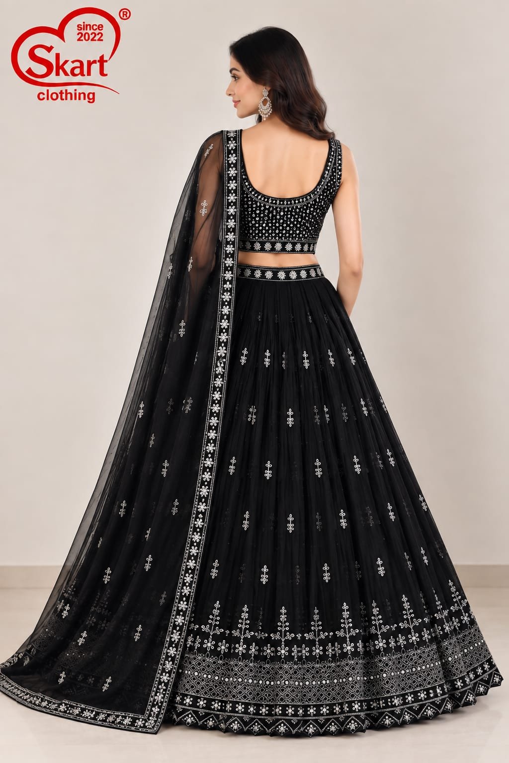 Women's Embroidered Crop Top Lehenga Set with Dupatta – Premium Wedding & Festive Wear - View 2