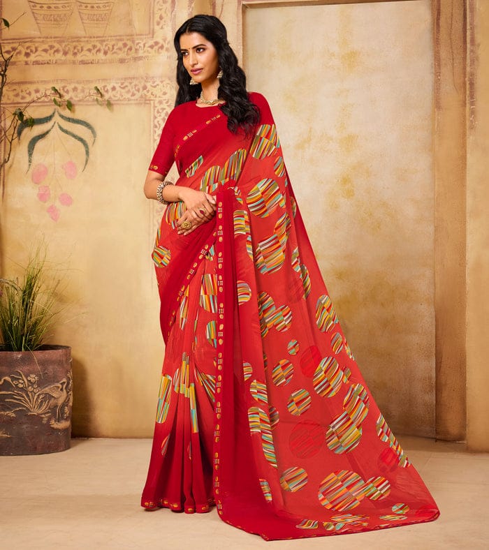 Women's Pure Chiffon Printed Saree – Lightweight Elegant Ethnic Wear