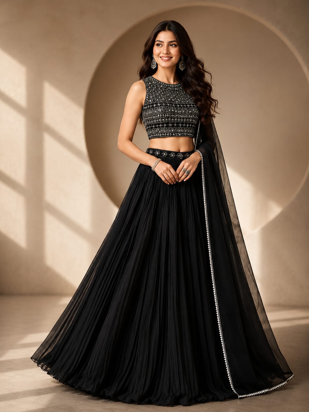 Women's Embroidered Crop Top Lehenga Set with Dupatta – Party & Festive Wear