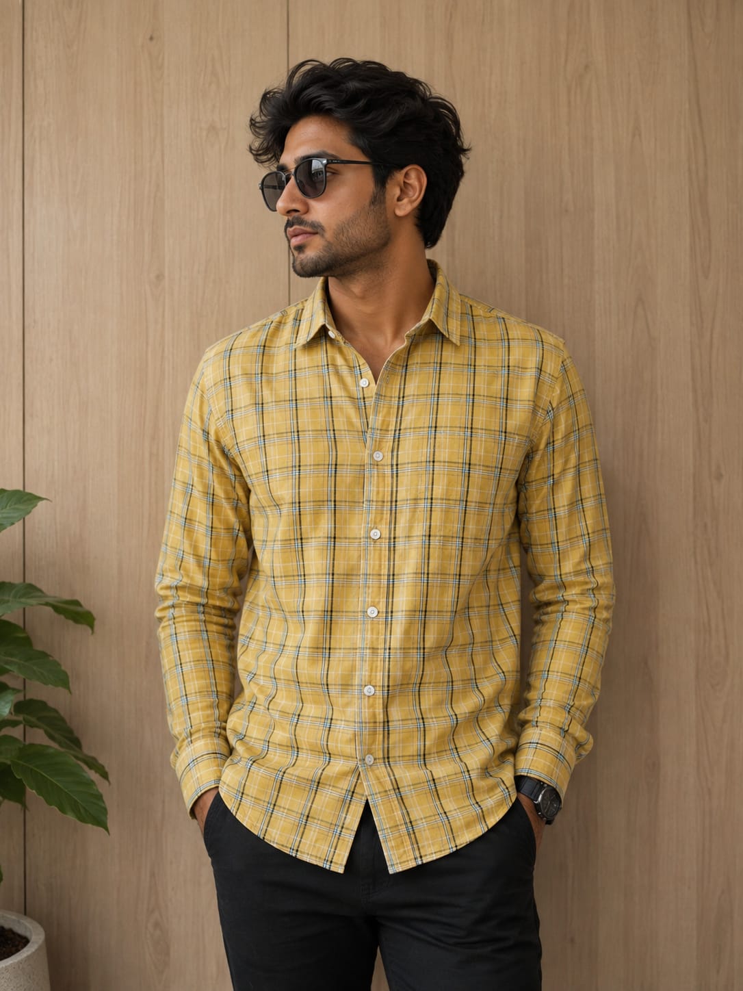 Levi's Men's Mustard Checked Pure Cotton Casual Shirt