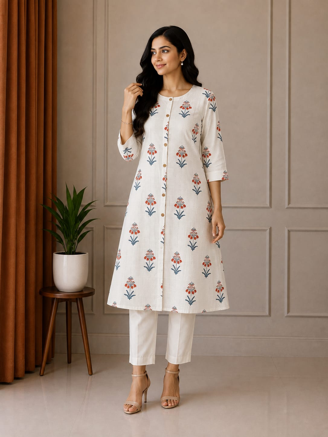 Elegant Floral Printed Women Kurti