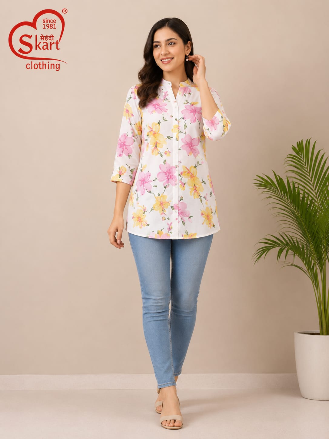 Elegant White Floral Printed Women’s Casual Top