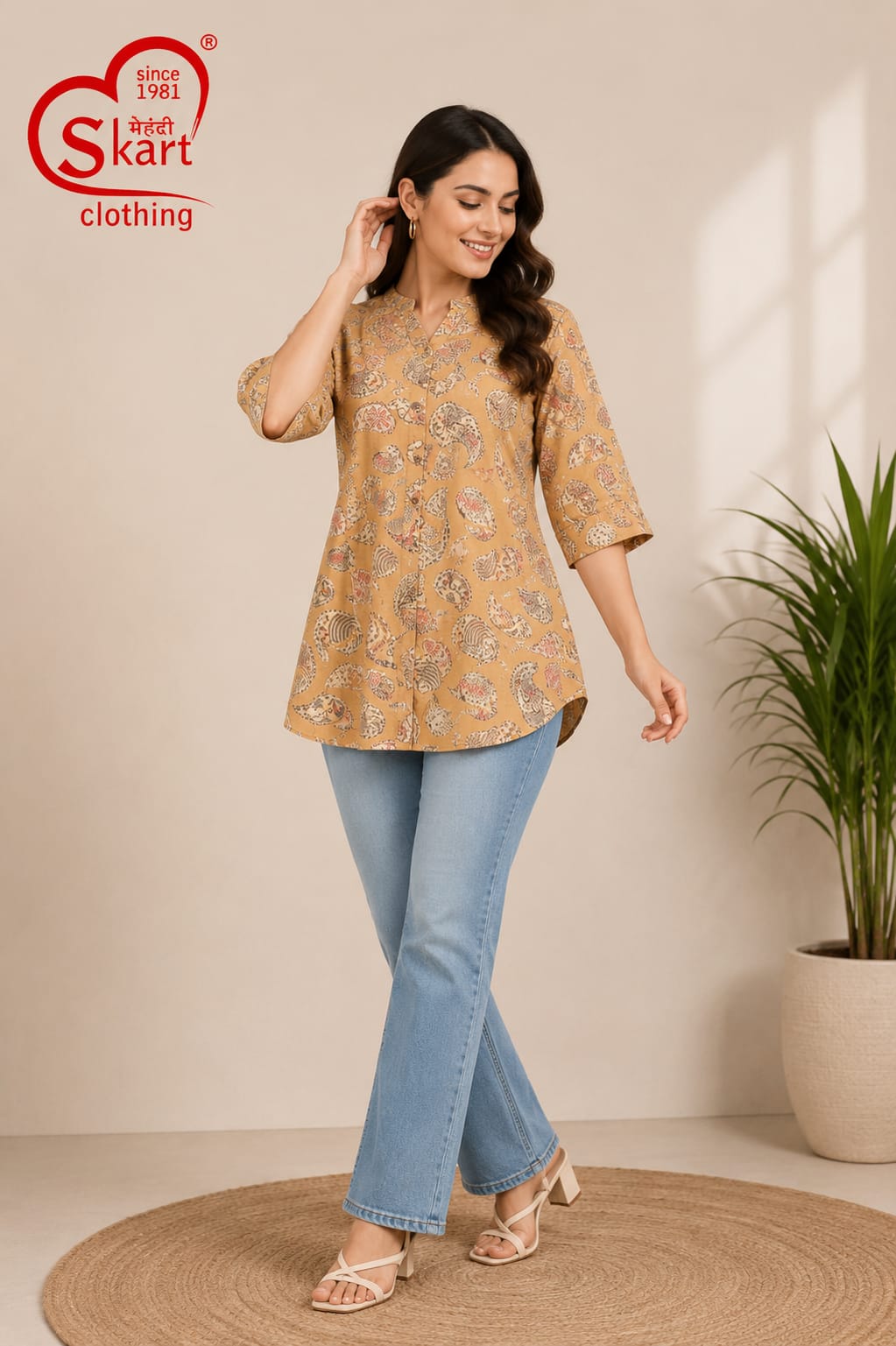 Elegant Mustard Paisley Printed Women’s Tunic
