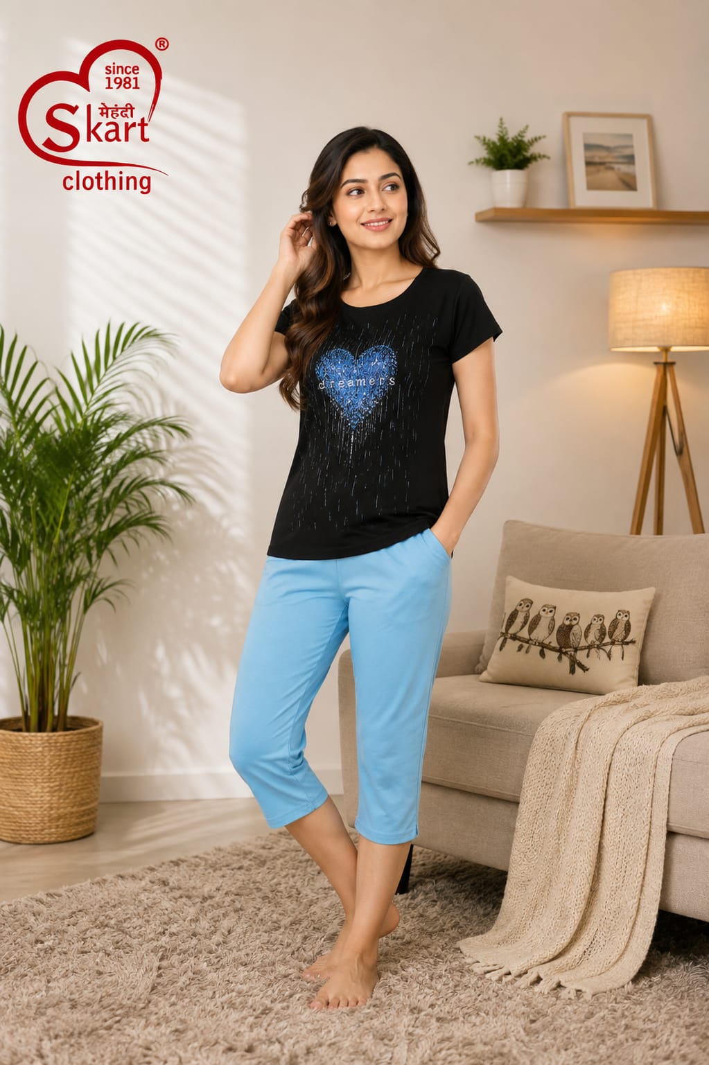 Black “Dreamers” Printed Women’s Night Suit