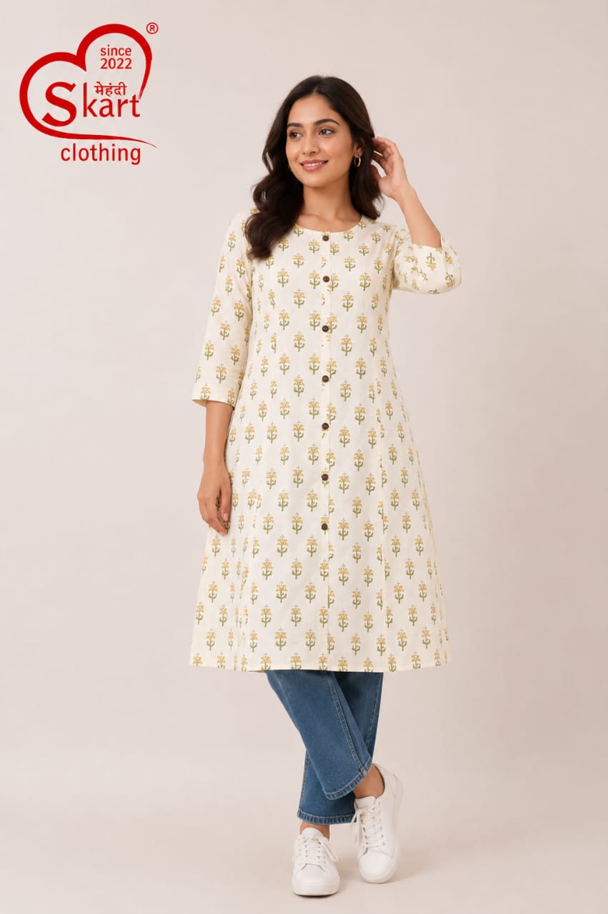 Women’s Printed Button-Front Kurti – Elegant Casual Wear