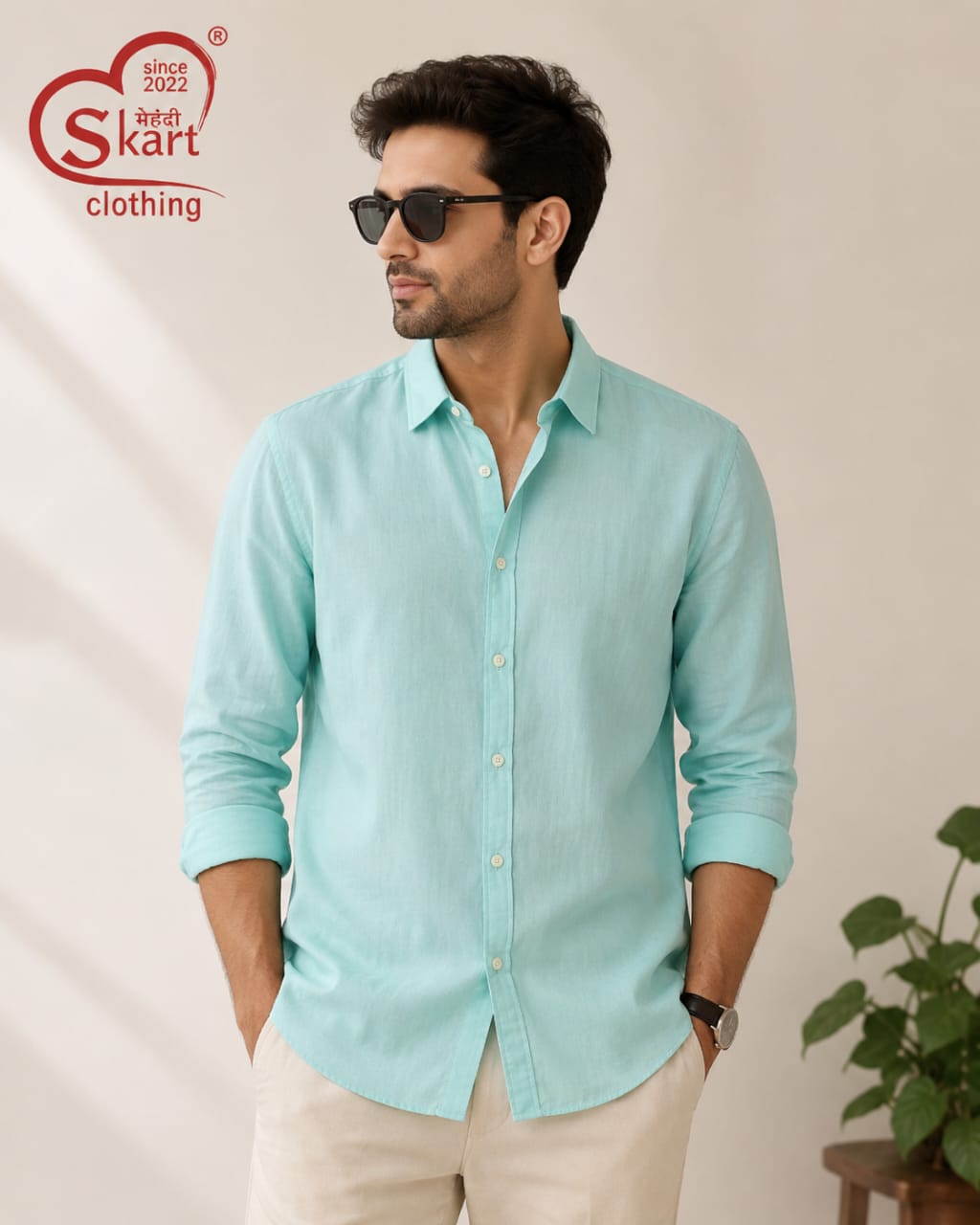 Men’s Solid Mint Green Casual Shirt – Smart Everyday Wear