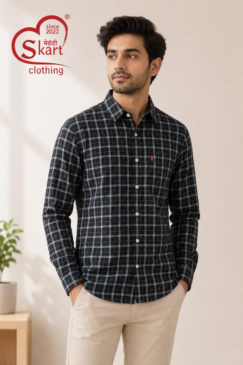 Men’s Black Checked Casual Shirt