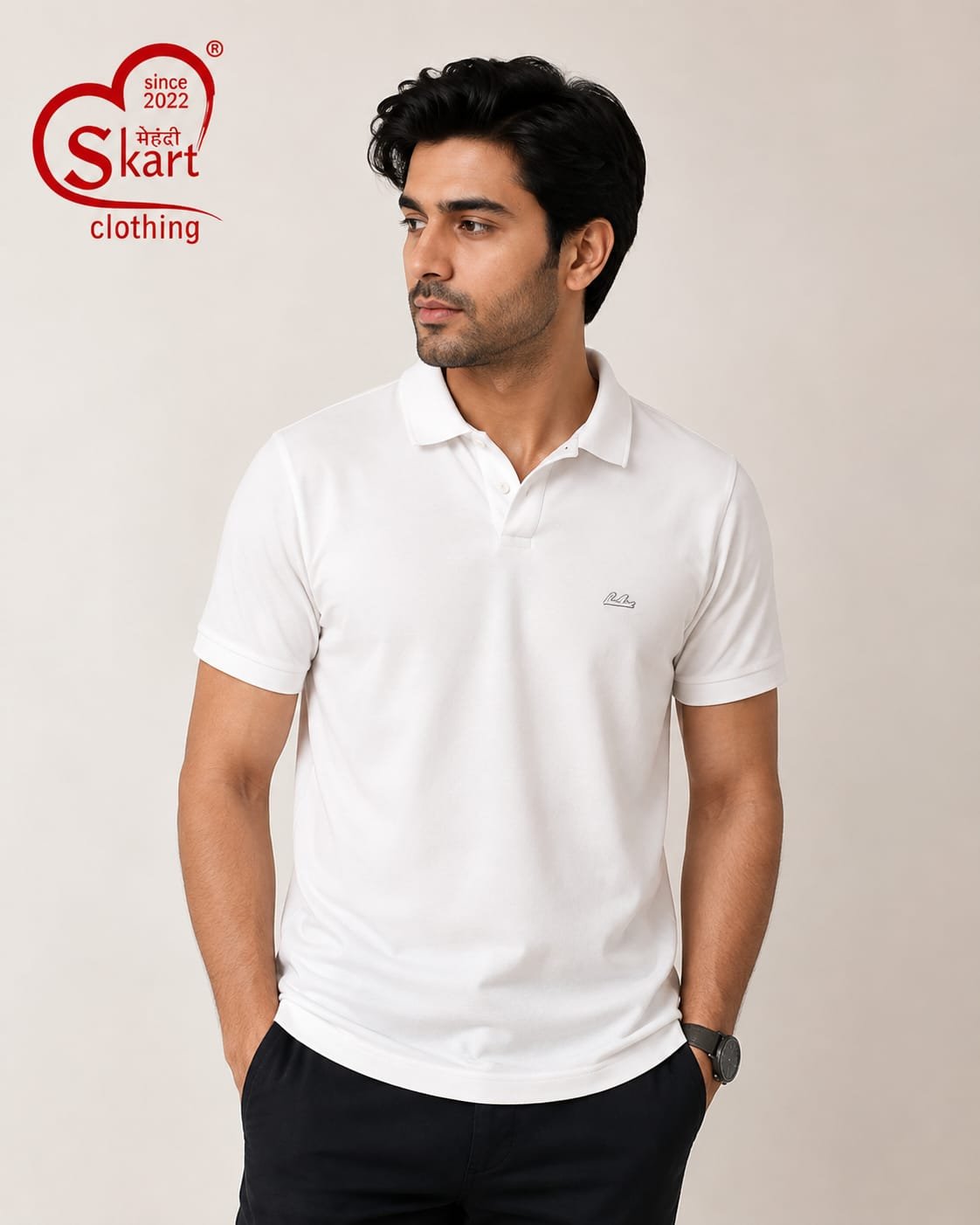 Rare Rabbit Men's Classic White Polo T-Shirt