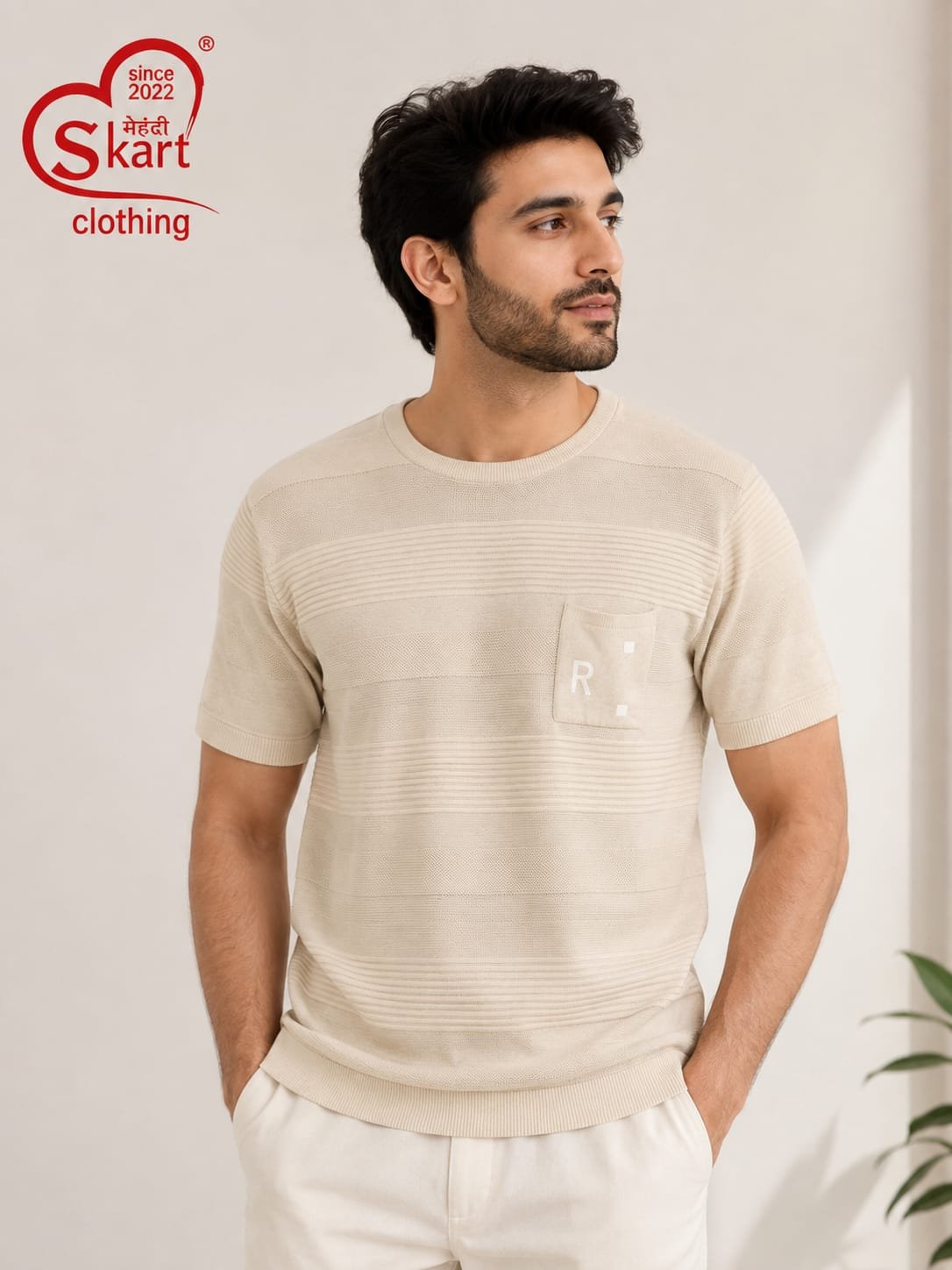 Rare Rabbit Premium Textured Knit T-Shirt