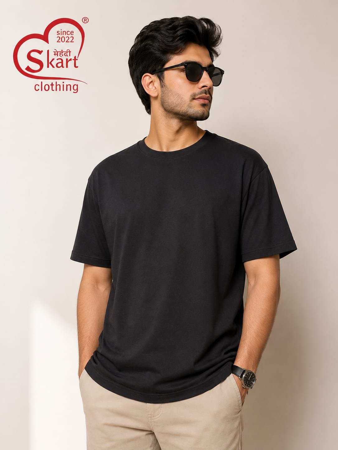 Rare Rabbit Classic Black Regular Fit Crew Neck T-Shirt