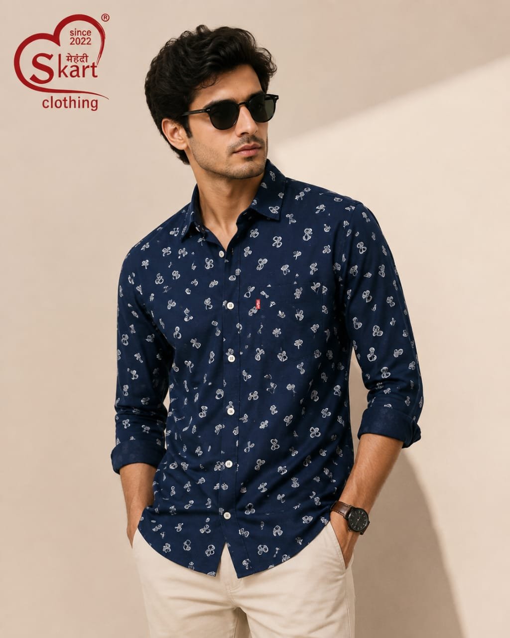 Levi's Men Navy Blue Printed Casual Shirt