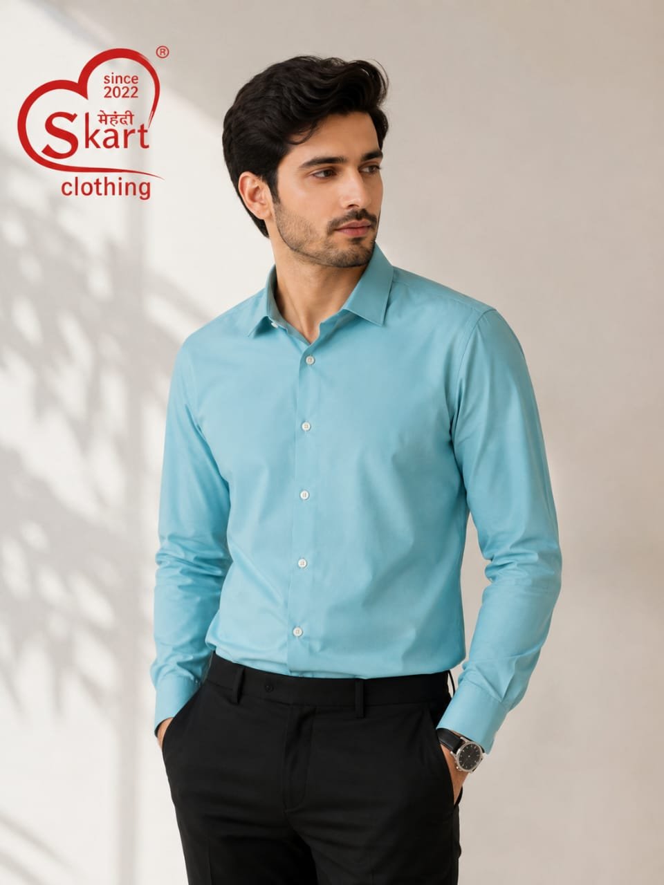 Levi's Men Solid Sky Blue Formal Shirt