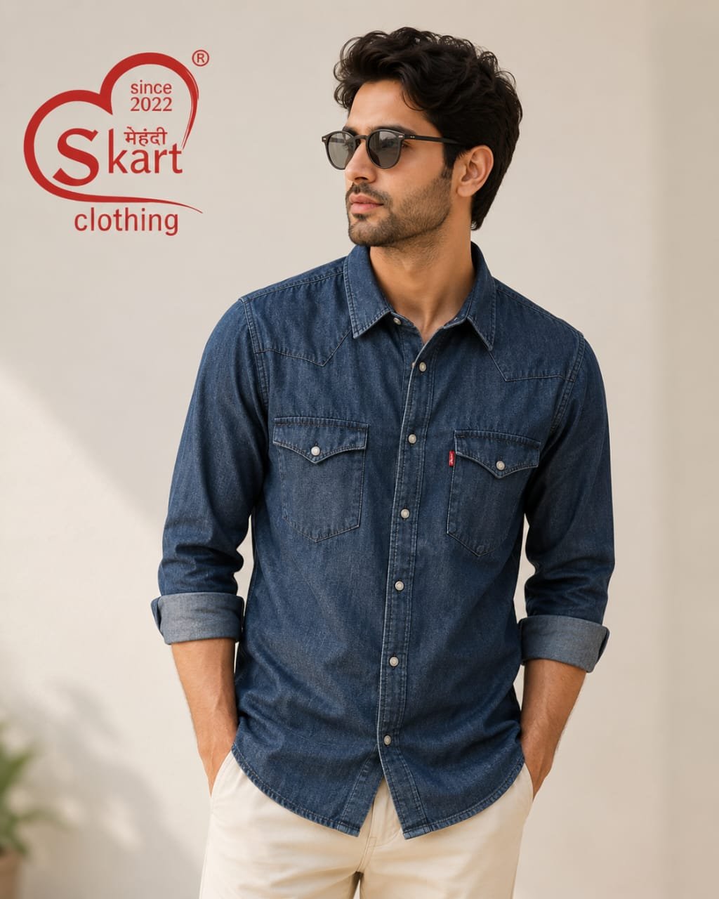 Classic Blue Denim Shirt for Men