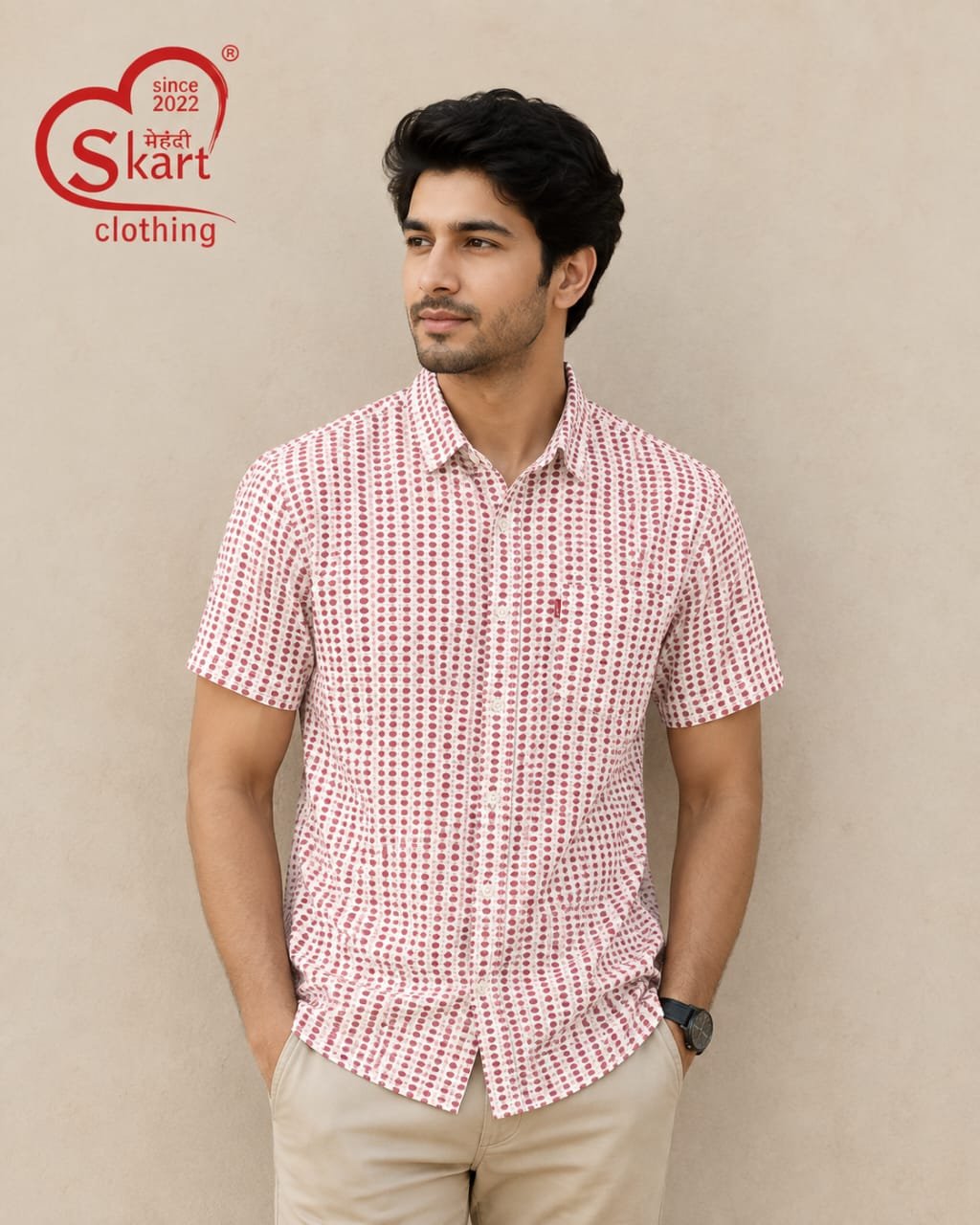 Levis White & Red Printed Half Sleeve Shirt for Men