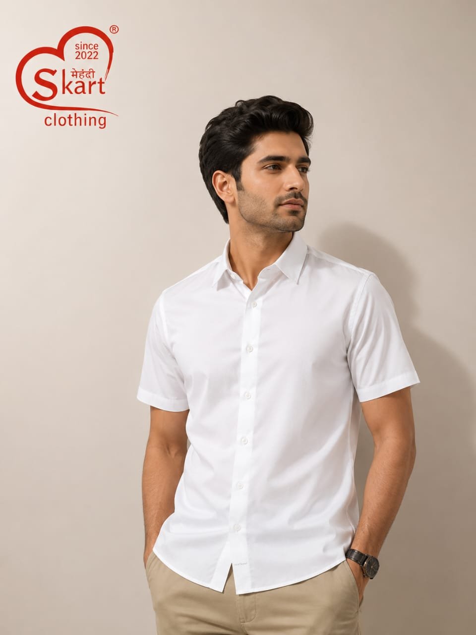 Classic White Half Sleeve Casual Shirt for Men