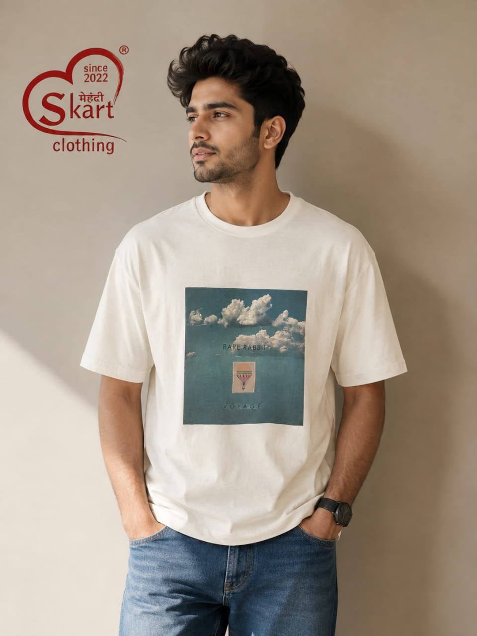 Off-White Graphic Printed Round Neck T-Shirt for Men
