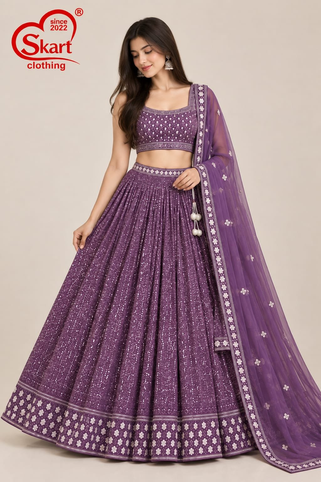 Women's Embroidered Crop Top Lehenga Set with Dupatta – Premium Festive & Wedding Wear